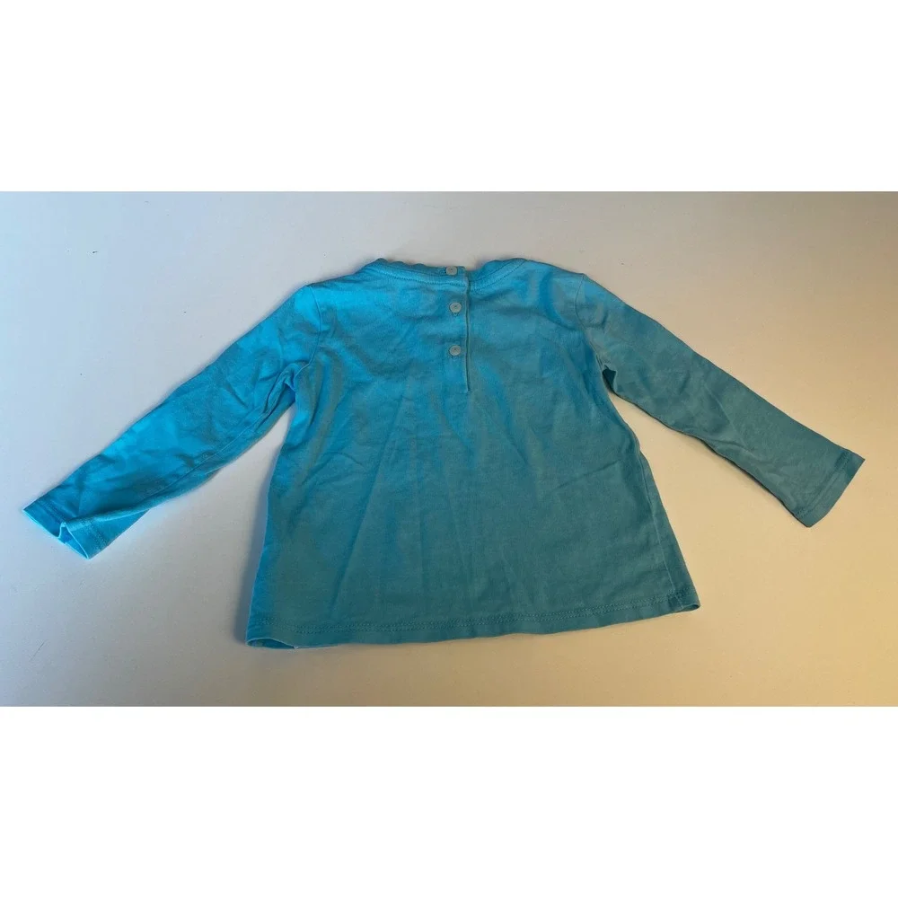 Polo Ralph Lauren Baby Long Sleeve T Shirt‎ Surf Bear Graphic Blue Sz 12mo